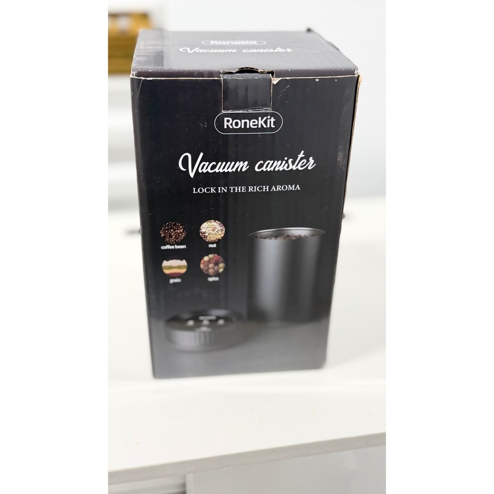RoneKit Electric Vacuum Canister Coffee Bean Storage Black USB Rechargeable